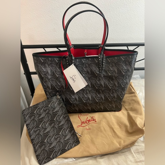 Brand NWT Christian Louboutin Cabata Monogram Toile Large Tote Bag and Pouch - Picture 4 of 15